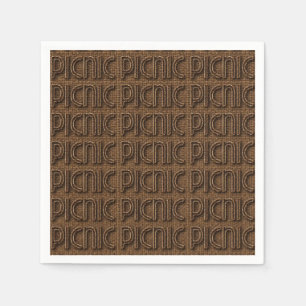 Picnic Funny Wicker Typografy Paper Party Napkins Serviette