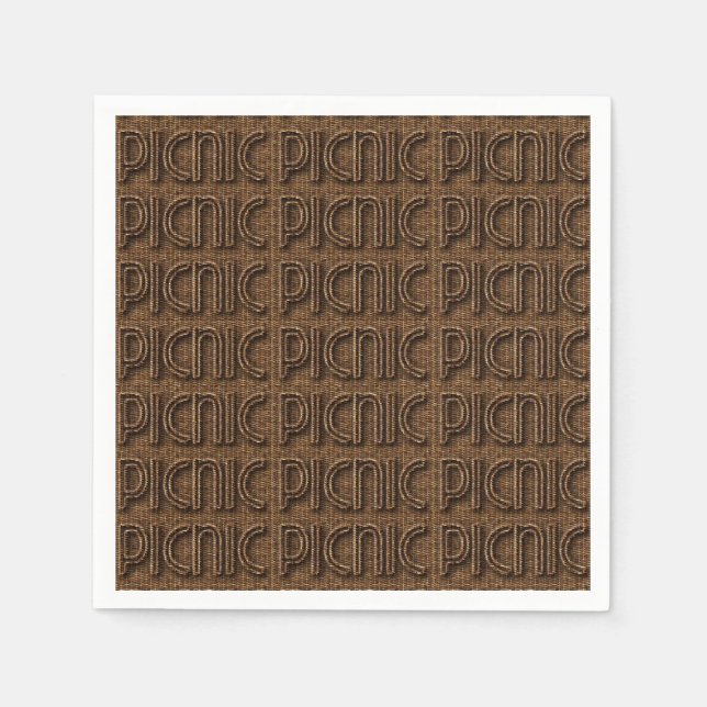 Picnic Funny Wicker Typografy Paper Party Napkins Serviette (Vorderseite)