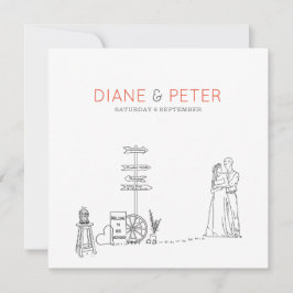 Picnic Garden Minimalistisch Black and White Weddi Einladung