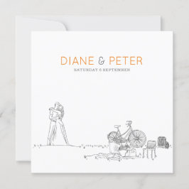 Picnic Garden Minimalistisch Black and White Weddi Einladung