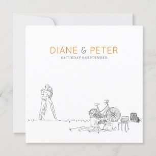 Picnic Garden Minimalistisch Black and White Weddi Einladung