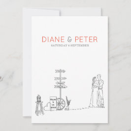 Picnic Garden Minimalistisch Black and White Weddi Einladung