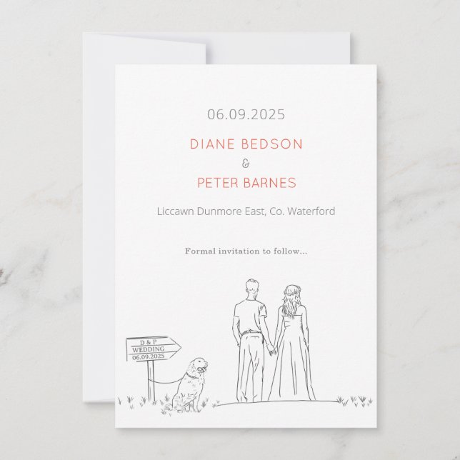 Picnic Garden Minimalistisch Black and White Weddi Save The Date (Rückseite)