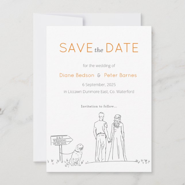 Picnic Garden Minimalistisch Black and White Weddi Save The Date (Vorderseite)