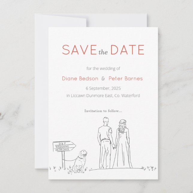Picnic Garden Minimalistisch Black and White Weddi Save The Date (Vorderseite)