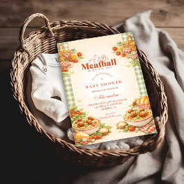 Picnic Green Gingham Little Meatball Baby Shower Einladung