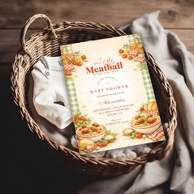 Picnic Green Gingham Little Meatball Baby Shower Einladung (Von Creator hochgeladen)