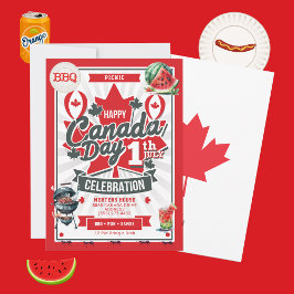 Picnic GRILLEN Happy Canada Day Celebration Einlad Feiertagskarte