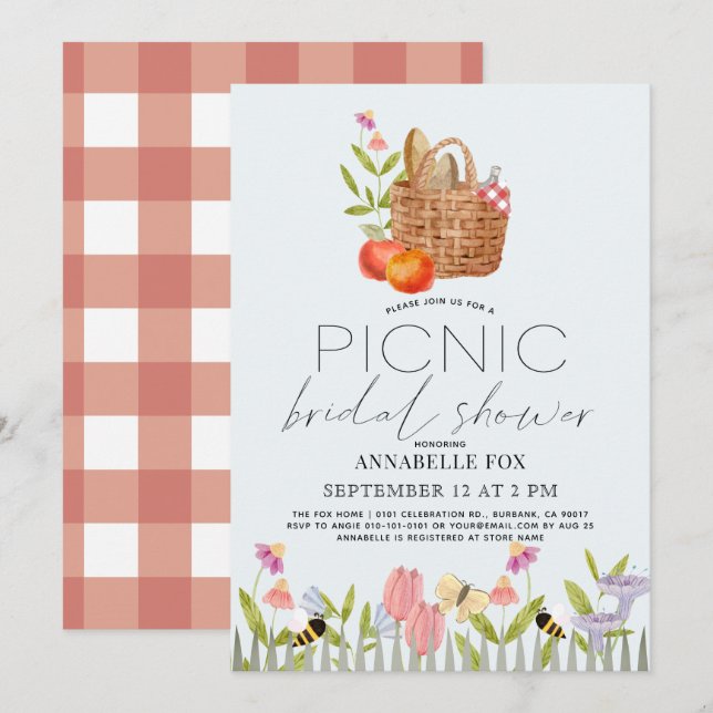 Picnic im Park Basket Brautparty Einladung (Vorne/Hinten)