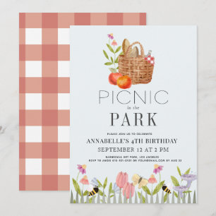 Picnic im Park Basket Floral Geburtstag Einladung