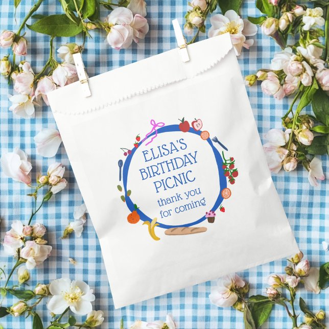 Picnic Modern Niedliche Hand gezeichnet CUSTOM GEB Geschenktütchen (Picnic Hand drawn Modern Cute CUSTOM BIRTHDAY PARTY Favor Bag
)