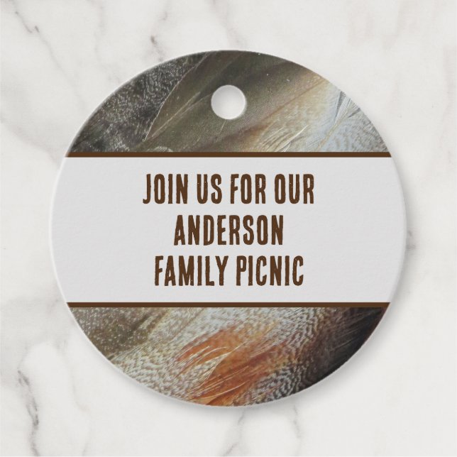 Picnic Nature Feather Foto Event Family Wiedersehe Geschenkanhänger (Vorderseite)