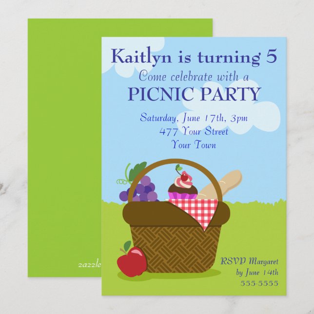Picnic-Party Einladung (Vorne/Hinten)