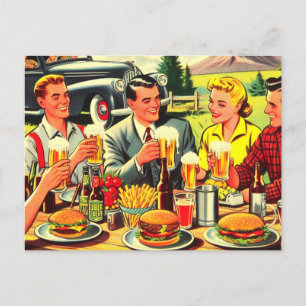 Picnic Retro Comic Feiertagspostkarte