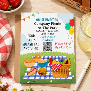 Picnic Summer QR-Code-Vorlage einladen Einladungspostkarte