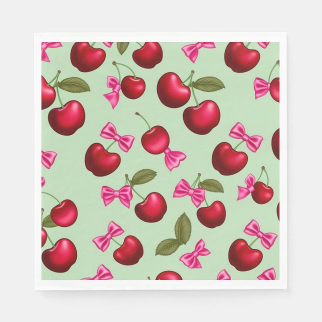Picnic Tellers - Big Bold Cherries & Bows Serviette (Vorderseite)