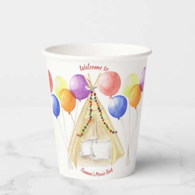 Picnic Tellers - Zelte & Balloons Personalisiert Pappbecher (Vorderseite)