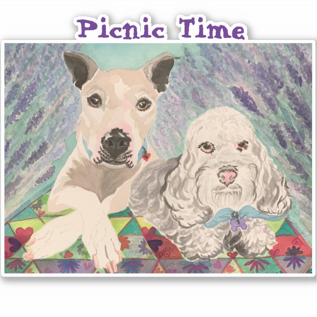 Picnic Time Dogs Aufkleber (Vorderseite)