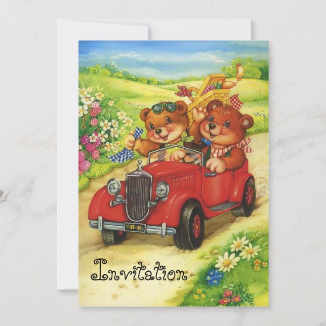 Picnic Time für Teddy Bears! Einladung (Vorderseite)