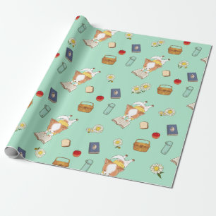 Picnic Time Mochi Lesen eines Buches außerhalb Geschenkpapier