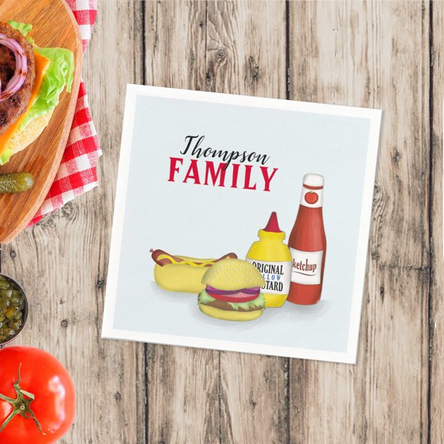 Picnic Watercolor Hamburger Hotdog Cute Serviette (Von Creator hochgeladen)