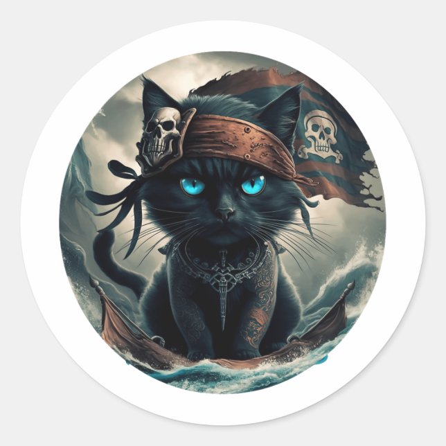 Pico Art Funny Abstrakt Cat Runder Aufkleber (Vorderseite)