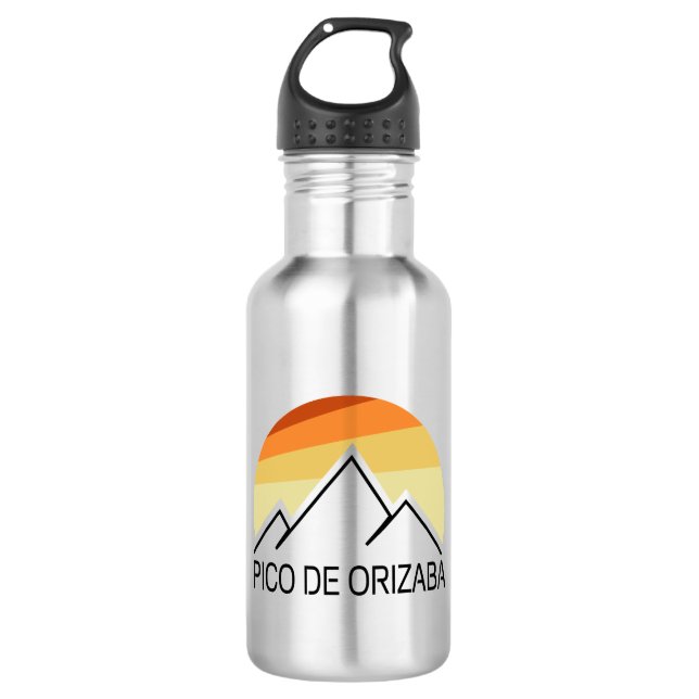 Pico de Orizaba Mexico Retro Edelstahlflasche (Vorderseite)