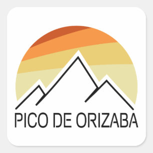 Pico de Orizaba Mexico Retro Quadratischer Aufkleber