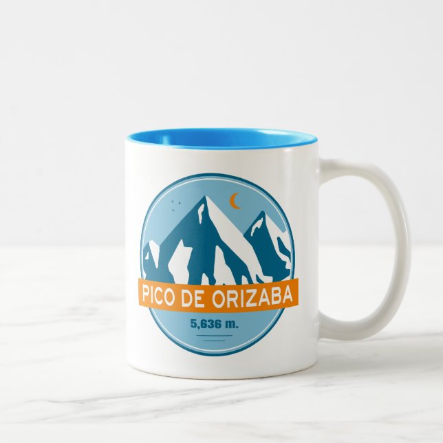 Pico de Orizaba Mexico Stars Moon Zweifarbige Tasse (Rechts)
