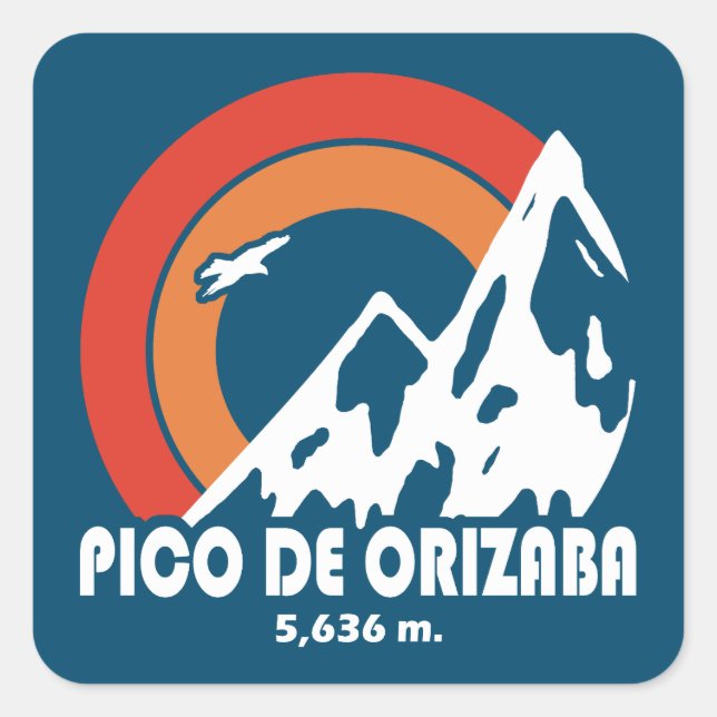 Pico de Orizaba Mexico Sun Eagle Quadratischer Aufkleber (Vorderseite)
