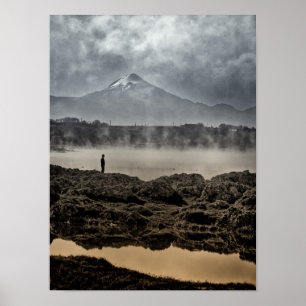 Pico de Orizaba vom Achichic Lake in Puebla Poster
