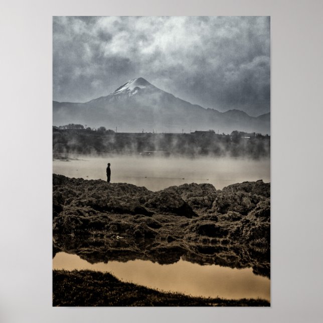 Pico de Orizaba vom Achichic Lake in Puebla Poster (Vorne)