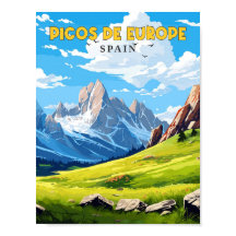 Picos de Europe Spanien Vintage Illustration