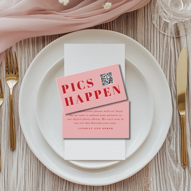 Pics happen! Foto, QR-Code, Hochzeit Begleitkarte (Pics happen! Photo, QR-Code, Wedding Enclosure Card)