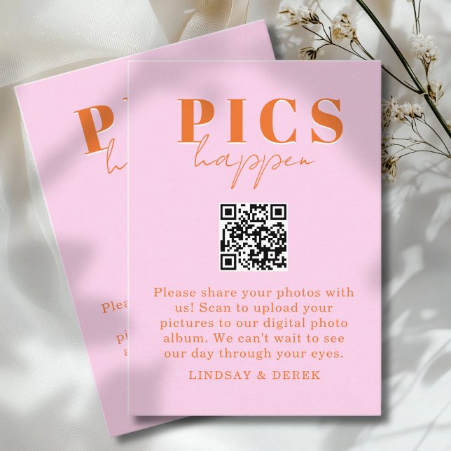 Pics happen! Photo, QR-Code, Wedding Begleitkarte (Pics happen! Photo, QR-Code, Wedding Enclosure Card)