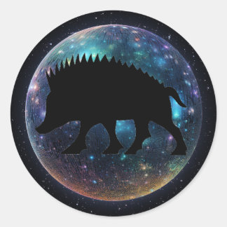 Pictish Boar Space Orb Runder Aufkleber