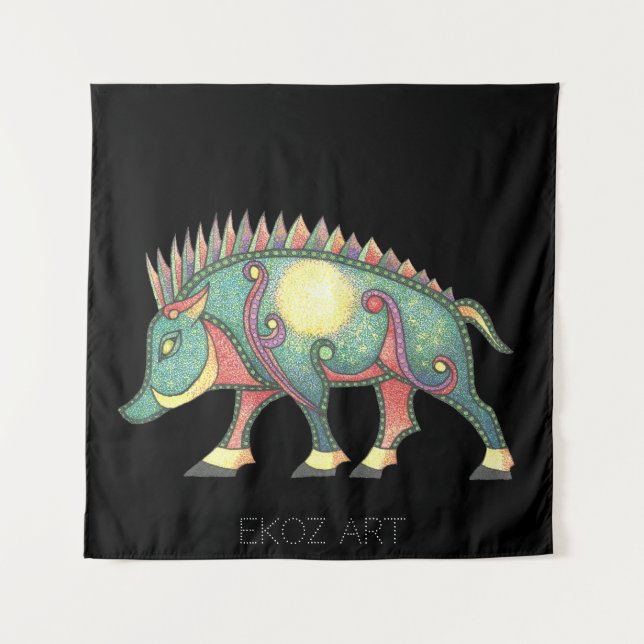Pictish Boar Sun Wandteppich (Vorderseite)