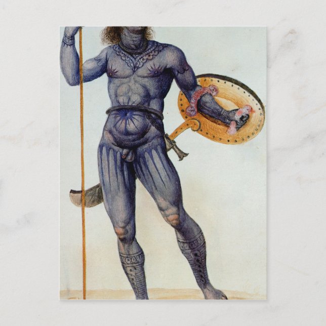 Pictish Man mit einem Schild Postkarte (Vorderseite)