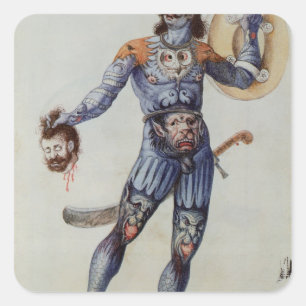 Pictish Man mit menschlichem Kopf Quadratischer Aufkleber