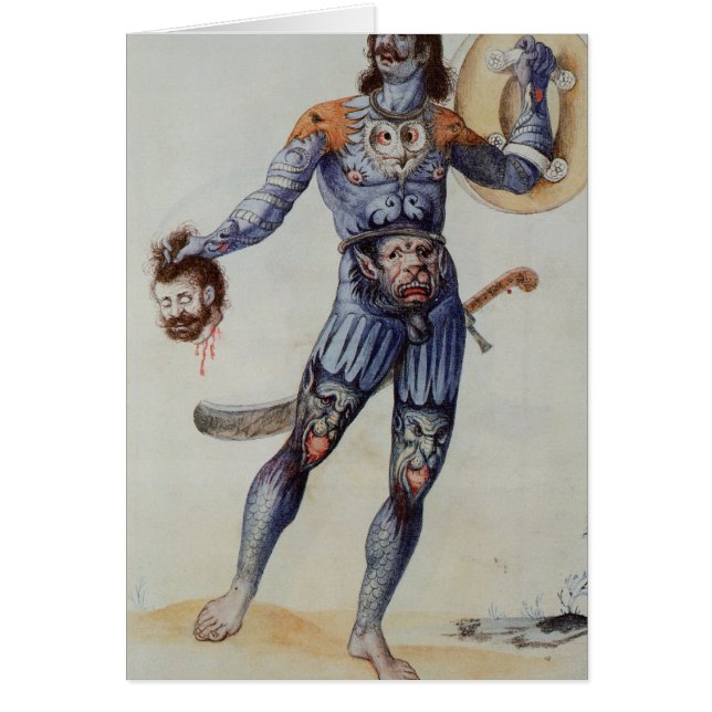 Pictish Mann, der einen menschlichen Kopf hält (Vorne)