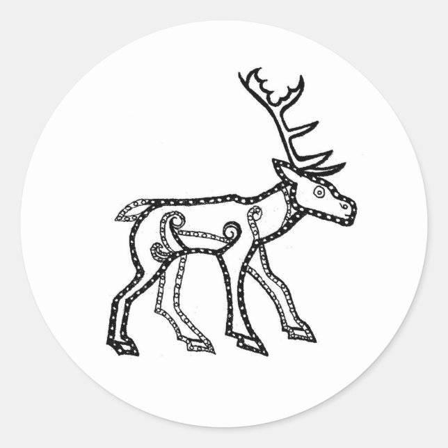 Pictish Stag Runder Aufkleber (Vorderseite)