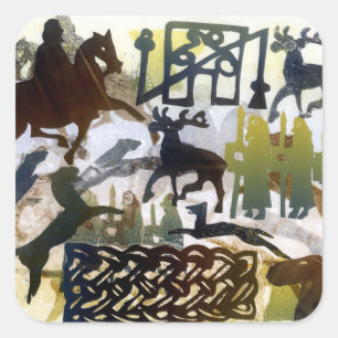 Pictish Symbole und Schnüren Quadratischer Aufkleber