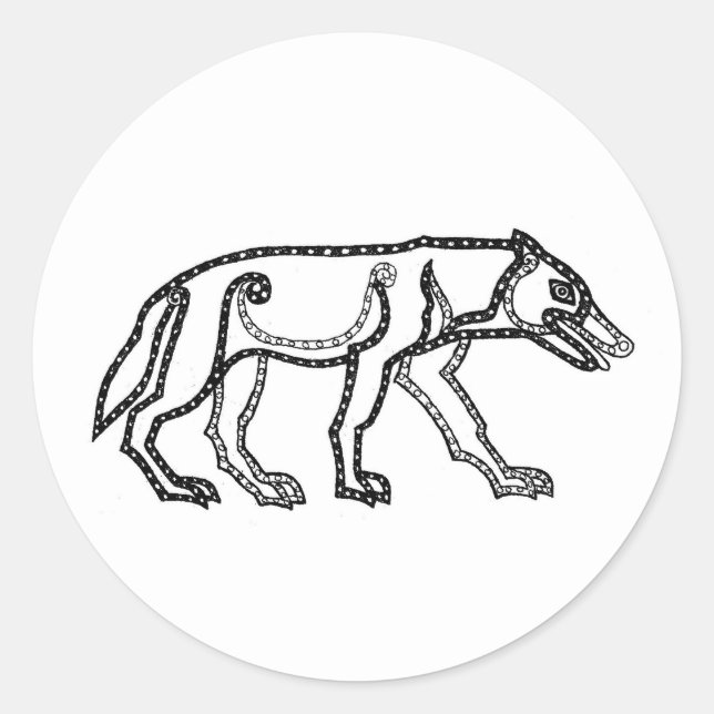 Pictish Wolf Runder Aufkleber (Vorderseite)
