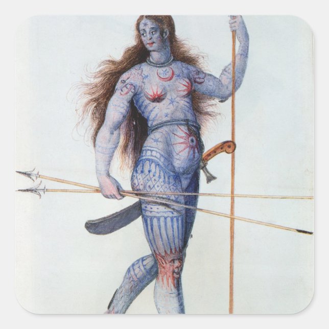 Pictish Woman Quadratischer Aufkleber (Vorderseite)