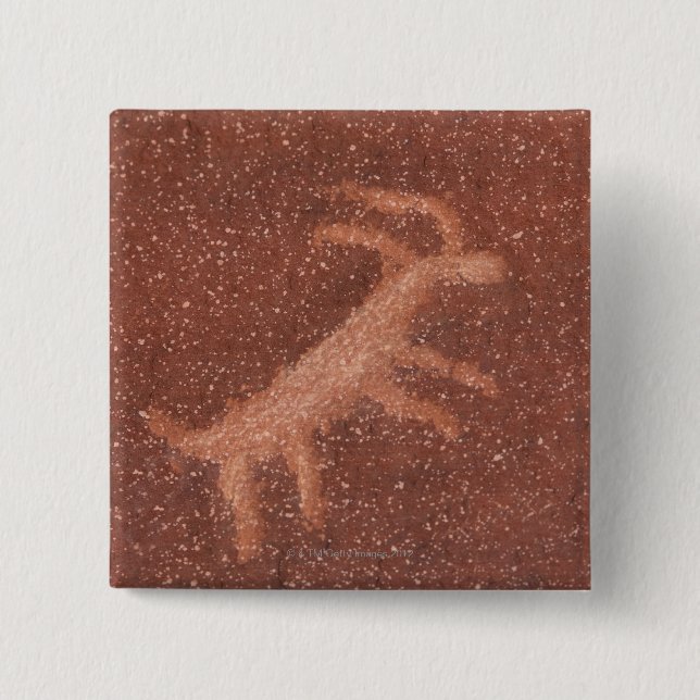 Pictograph von Antilope an der roten Sandsteinmaue Button (Vorderseite)