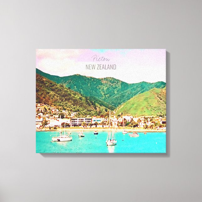 Picton Harbour New Zealand Reise Leinwanddruck (Vorderseite)