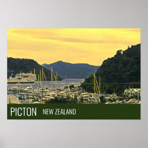 Picton Neuseeland Marlborough Sounds Reisedruck Poster