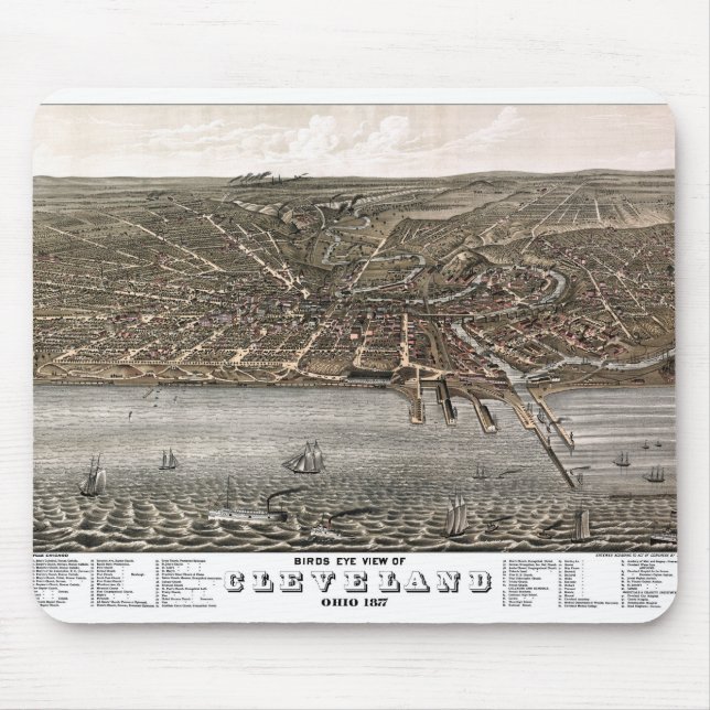 Pictorial Map Cleveland - Ohio - 1877 Mousepad (Vorne)