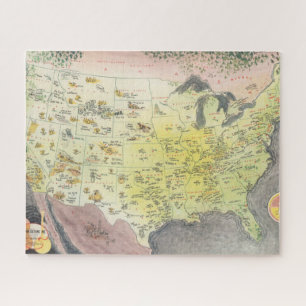 Pictorial Map of America - Cartoon Skizzen Puzzle