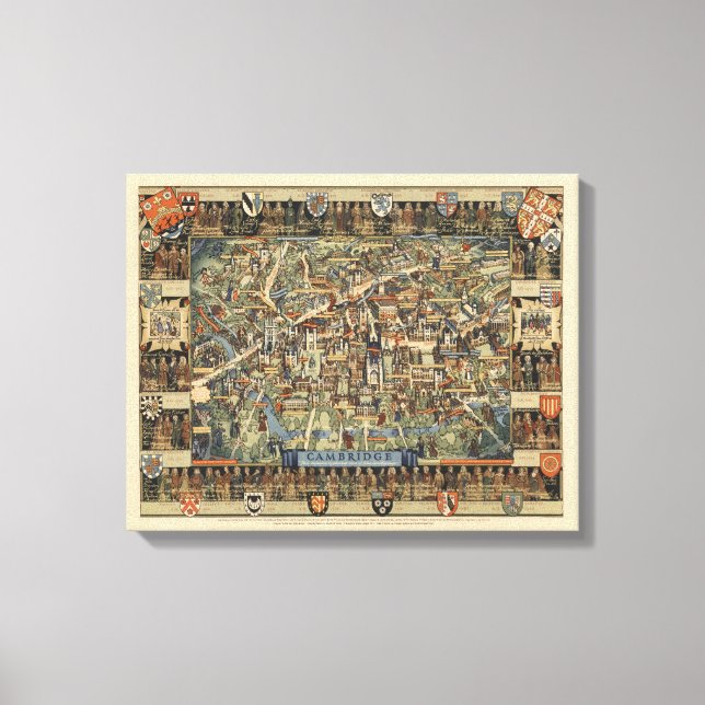 Pictorial Map of Cambridge, England Leinwanddruck (Vorderseite)